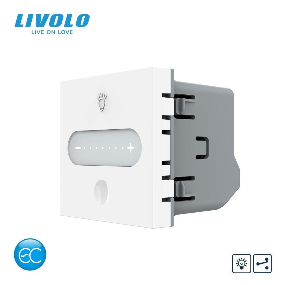 Розумний сенсорний димер LIVOLO, білий, прохідний / перехресний, 2А 230В, без нейтралі, модуль без рамки, фото 1