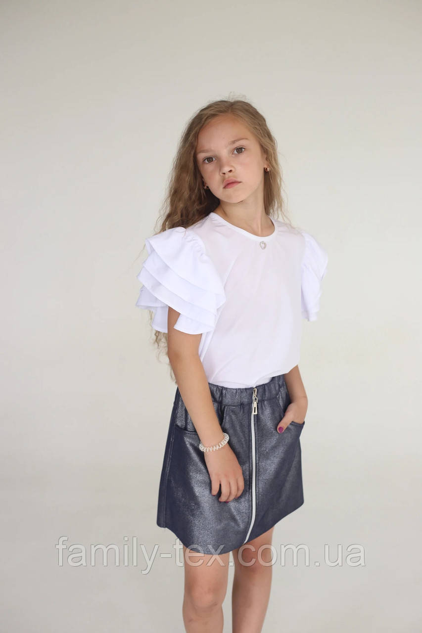 Блузка для дівчинки біла для школи з рукавами Смайл Тайм Isabella, SmileTime, фото 1