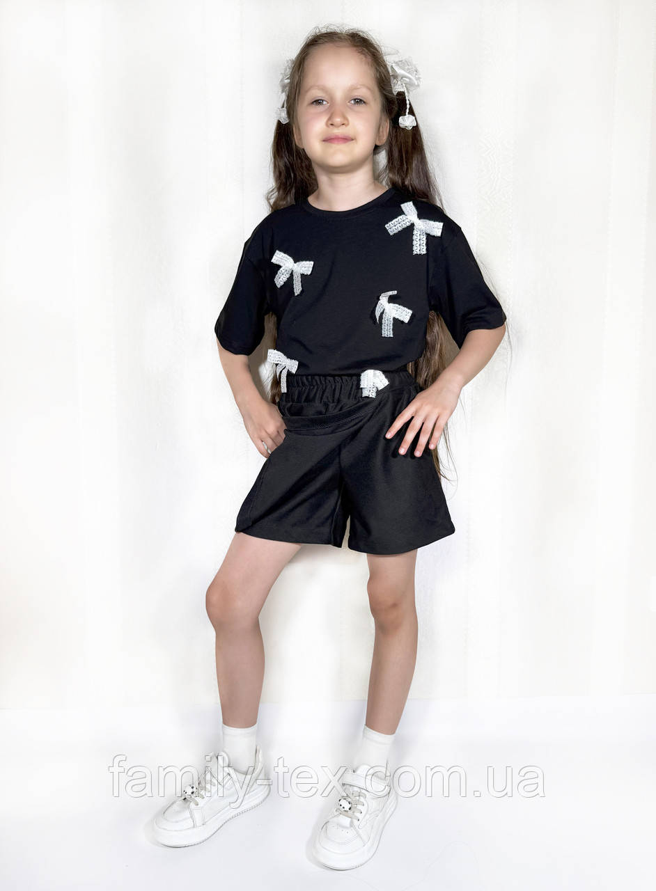 Футболка біла для дівчинки з бантиками святкова для школи Смайл Тайм Miracle, SmileTime, фото 1