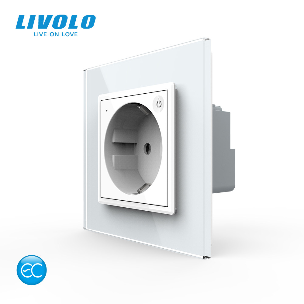 Розумна розетка EC з заземленням Livolo білий (VL-M7FCTC16AZ2-2WP), фото 1