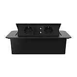 Меблева розетка потрійна LIVOLO чорна, вбудована у стільницю для офісу/конференц-залу/кухні, з інтернет RJ-45, фото 2