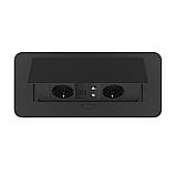 Меблева розетка потрійна LIVOLO чорна, вбудована у стільницю для офісу/конференц-залу/кухні, з інтернет RJ-45, фото 3