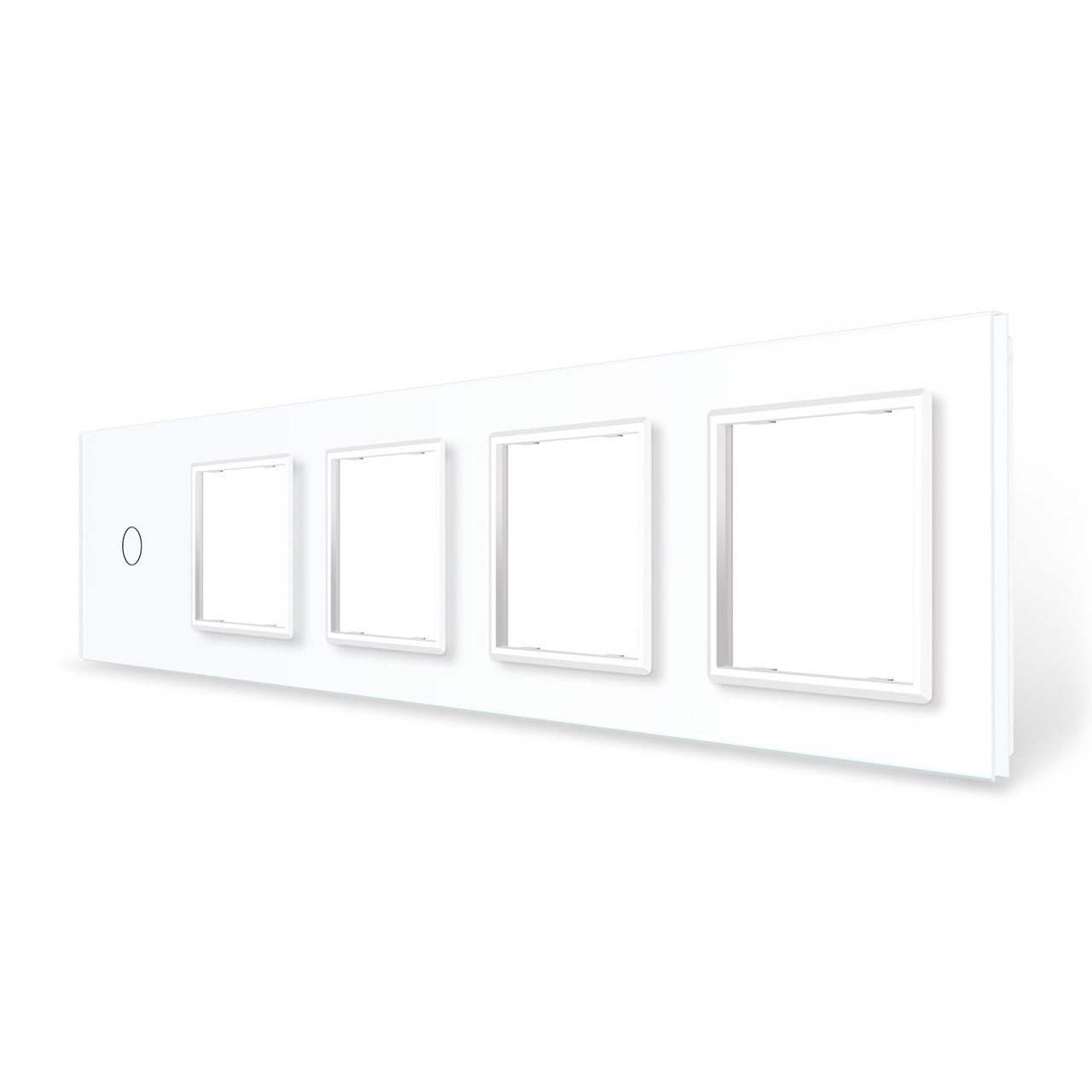 Рамка 5-постова для одного 1-сенсорного вимикача і чотирьох розеток (1-0-0-0-0) LIVOLO, загартоване скло,, фото 1