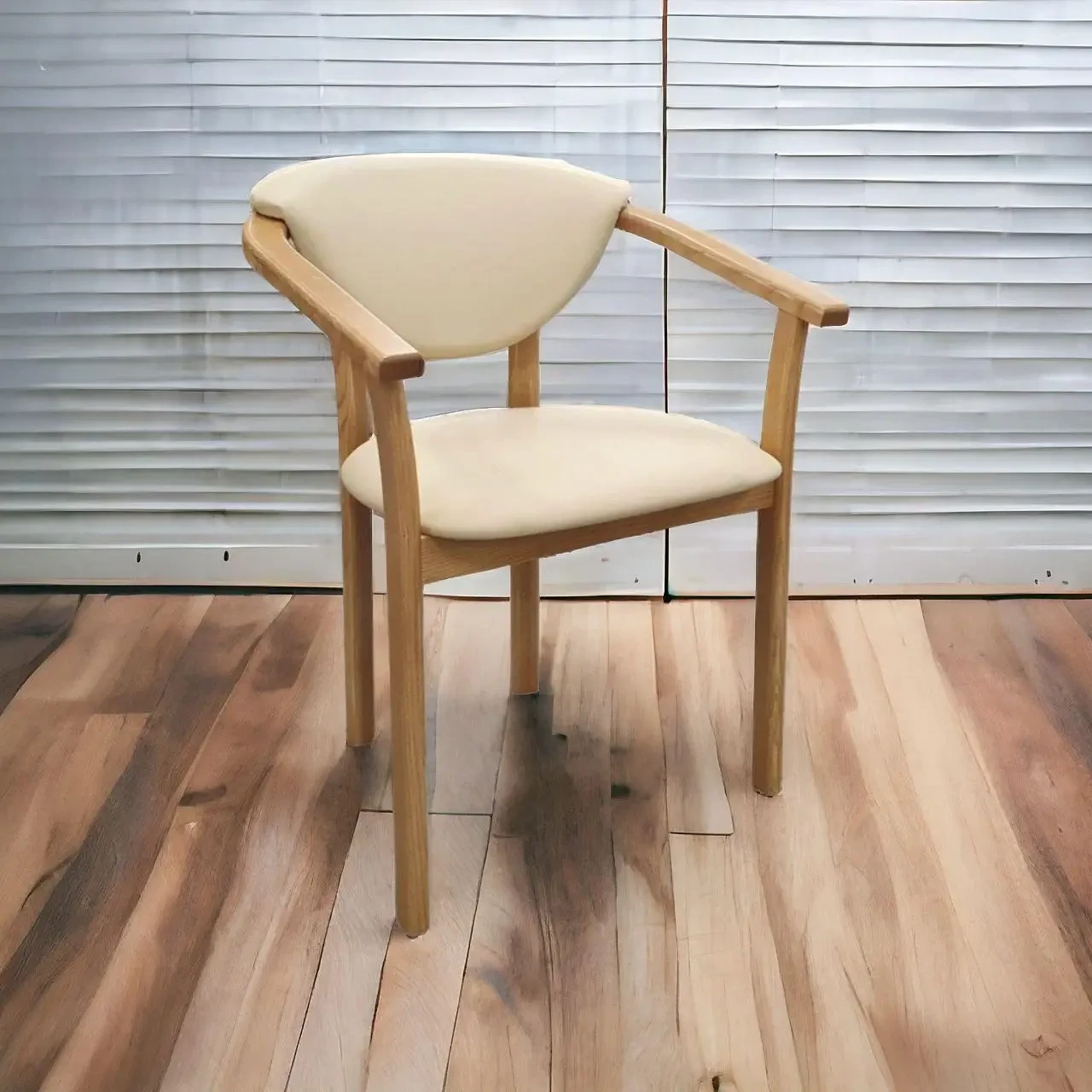 Крісло "Алексіс" (Стілець) Ясень натуральний, шкірзамінник бежевий флай 2207, фото 1