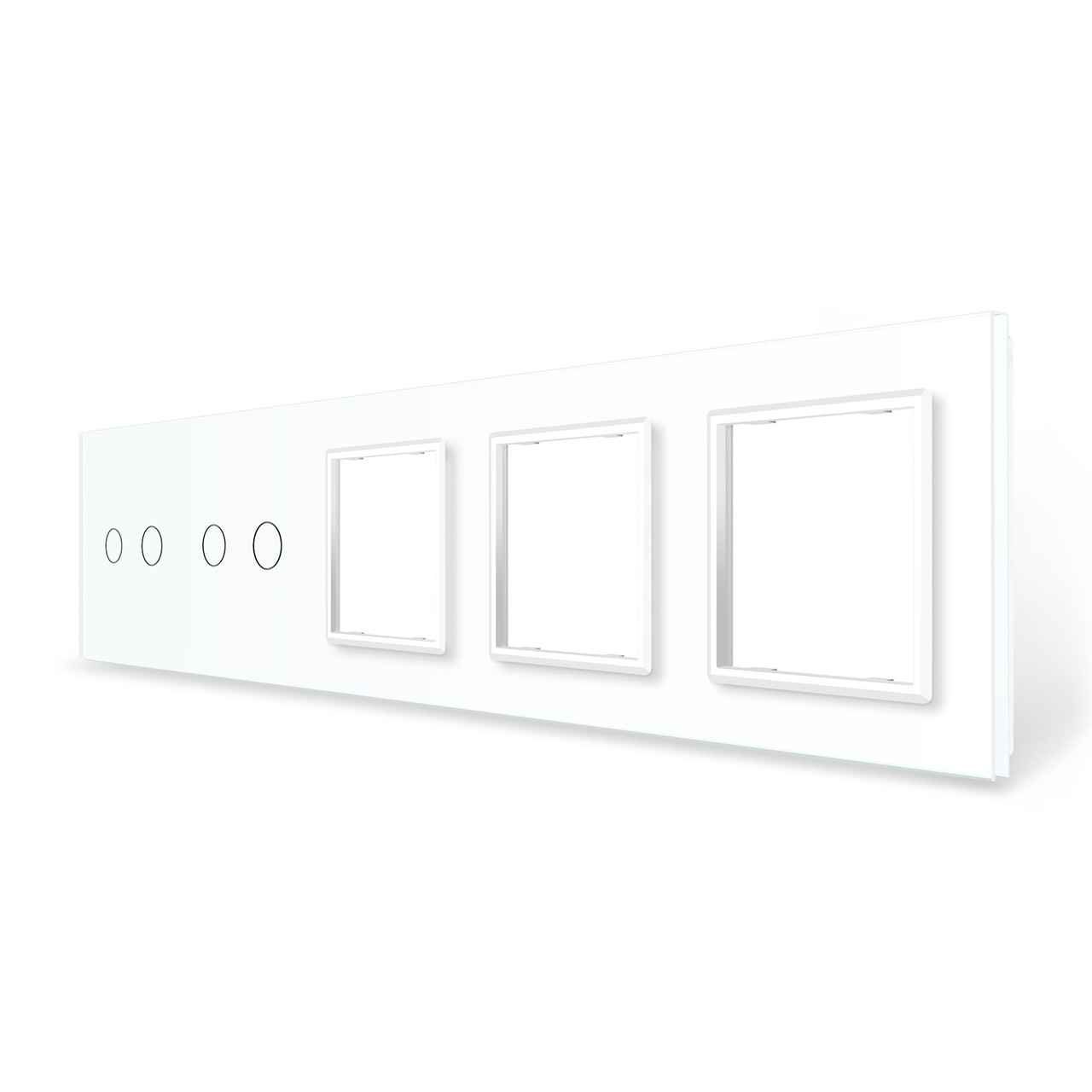 Рамка 5-постова для двох 2-сенсорних вимикачів і трьох розеток (2-2-0-0-0) LIVOLO, загартоване скло, біла,, фото 1
