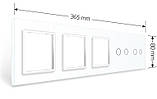 Рамка 5-постова для двох 2-сенсорних вимикачів і трьох розеток (2-2-0-0-0) LIVOLO, загартоване скло, біла,, фото 3