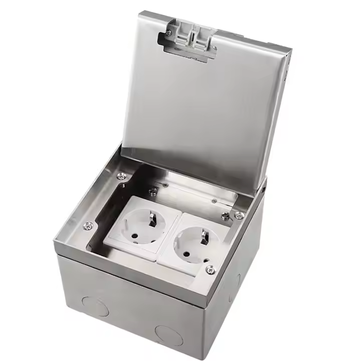 Розетка підлогова подвійна LIVOLO срібна, вбудована невидима прихованого монтажу, з кришкою, 2 розетки з, фото 1