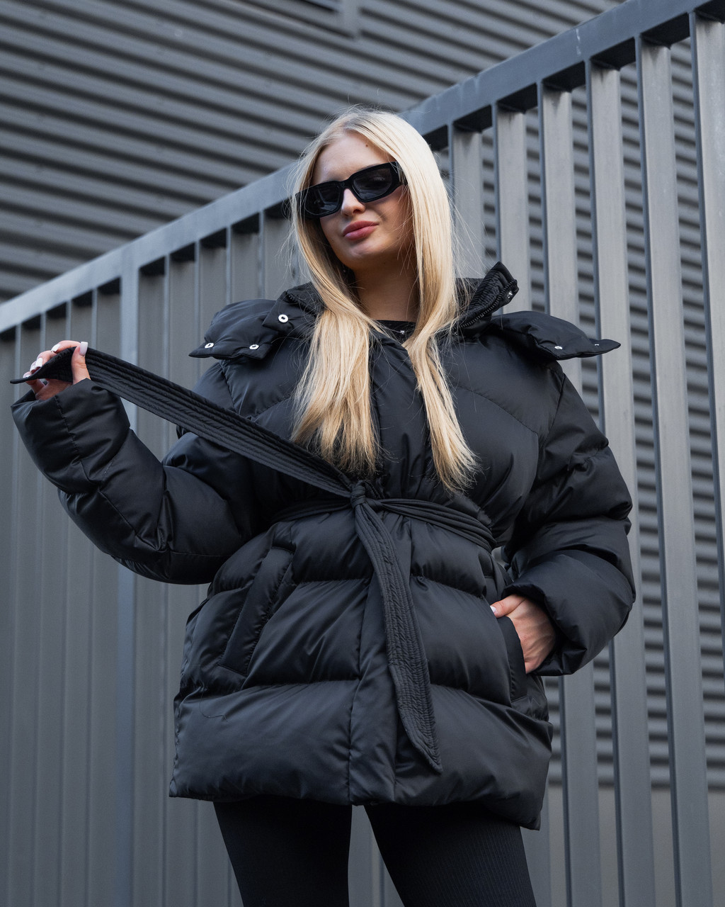 Модні пуховики жіночі зимові XS-L чорний, фото 1