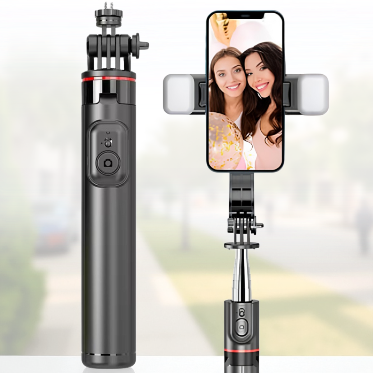 Штатив-трипод для телефону з Bluetooth-пультом та LED-спалахом C12d, фото 1