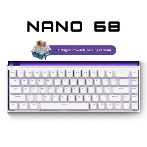Ігрова клавіатура NANO 68 Pro, форм-фактор 68%, (RGB), White/біла