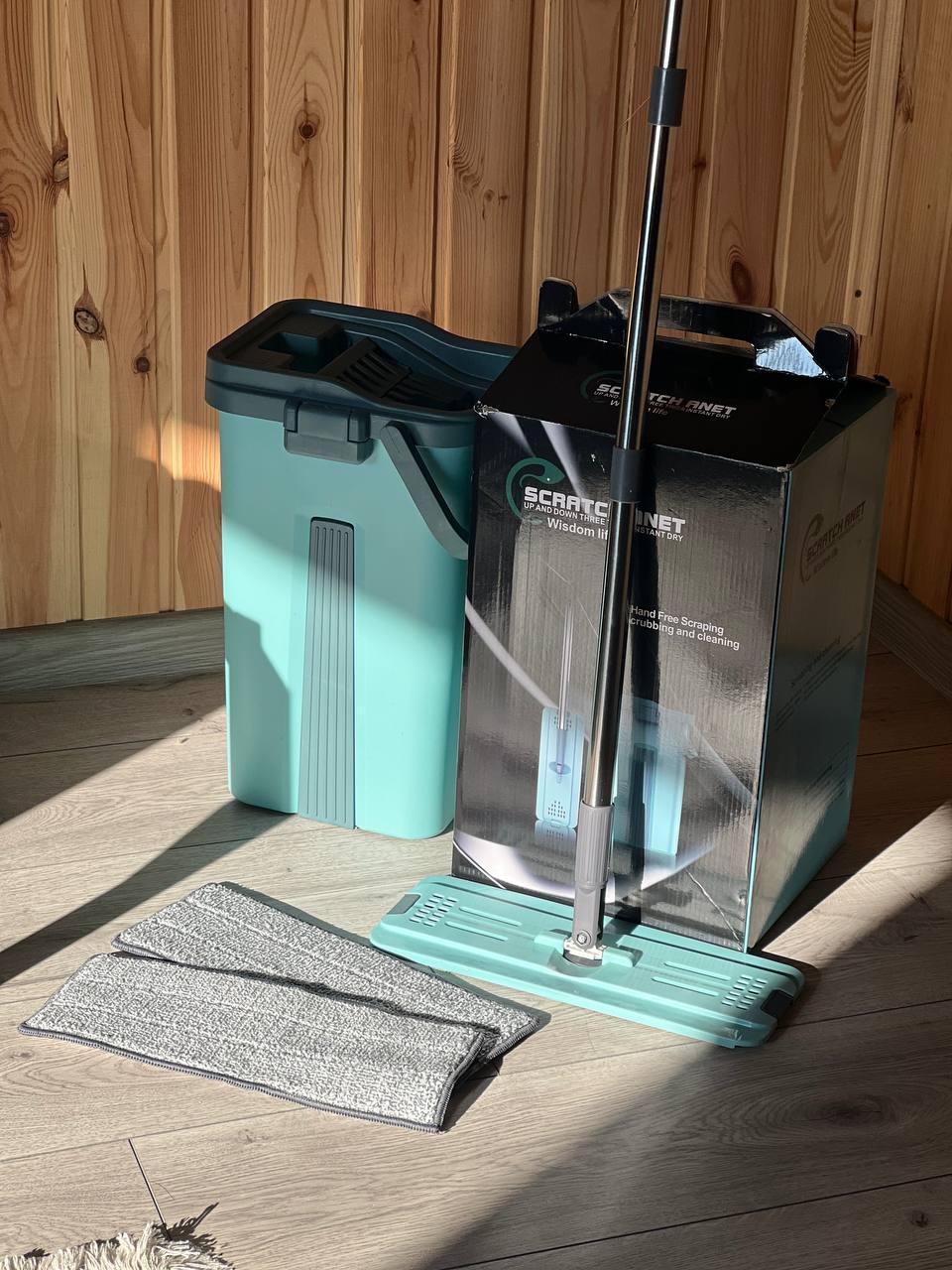 Швабра стрічка з великим відром 10 л з віджиманням Scratch Cleaning Mop, фото 1