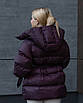 Пуховики зимові жіночі модні XS-L бургунді, фото 4