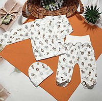 Комплект на виписку для немовлят в пологовий будинок преміум якість 56 розмір супер тканина Зоопарк