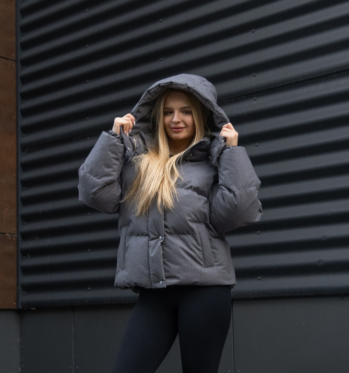 Пуховики зимові жіночі XS-L сірий кашемір, фото 1