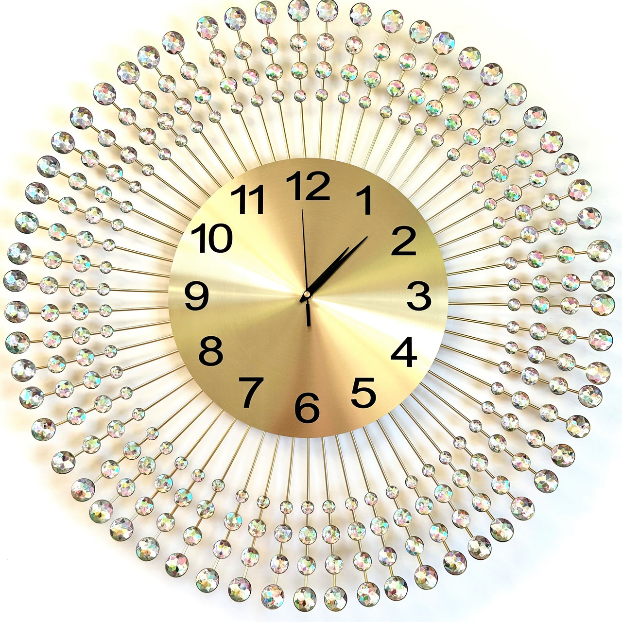 Безшумний гарний годинник на стіну (70 cм) в спальню вітальню "Коло-S" NC золотистий, фото 1