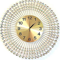 Безшумний гарний годинник на стіну (70 cм) в спальню вітальню "Коло-S" NC золотистий