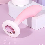 Анальная пробка на ніжці фаллос 9 см з кристалом, Рожево-білий стимулятор для анального секса, інтимні іграшки, фото 9