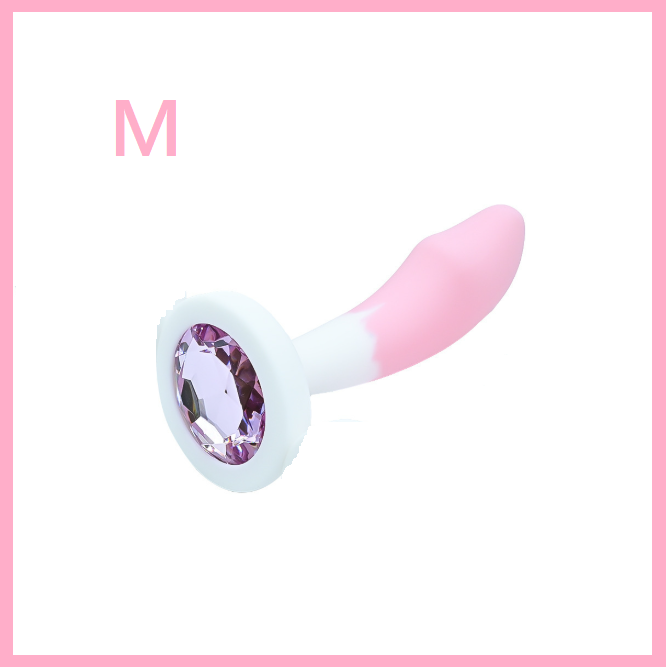 Анальная пробка на ніжці фаллос 9 см з кристалом, Рожево-білий стимулятор для анального секса, інтимні іграшки, фото 1