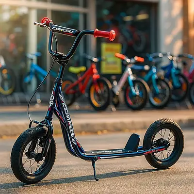 Двоколісний самокат дитячий футбайк для бездоріжжя / Штовхай і їдь Надувні колеса 12" ручне гальмо Синій