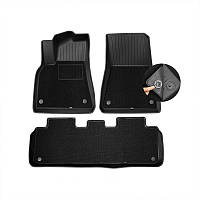 Автомобильные коврики Lesko в салон для Tesla Model 3 двойной TPE + тестильные ворсовые 2 в 1 Black |neper-1363|