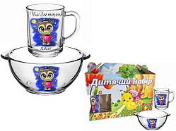 Набір дитячий (бульйонниця 500мл чашка 250мл) 942691 Сова в под. коробці ТМ FARGLASS