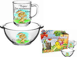 Набір дитячий (бульйонниця 500мл чашка 250мл) 942691 Лев в под. коробці ТМ FARGLASS