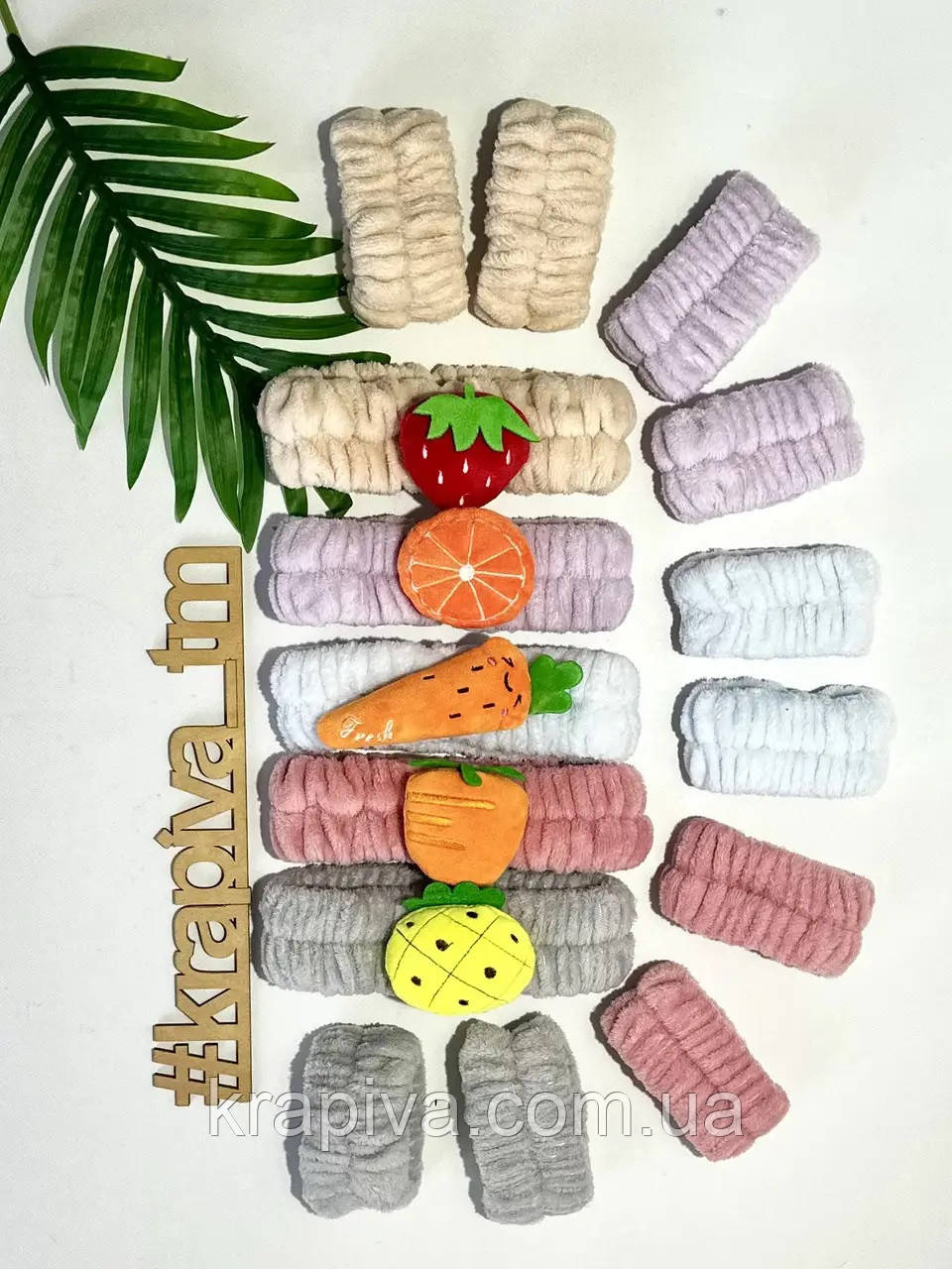 Пов'язка з вушками для вмивання макіяжу ПРЕМІУМ, для нанесення косметики, сауні бані, чалма, рушник, фото 1