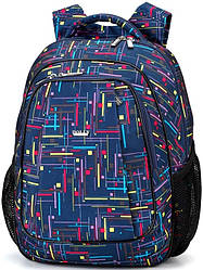 Рюкзак шкільний ортопедичний хлопчику 3-11 клас синій абстракція два відділи кишені Dolly 529 30х39х21 см