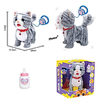 М'яка інтерактивна іграшка Котик на повідку сірий 933-160 E , ходить, облизує, пісні англ. мовою, сенсорні діл, фото 2