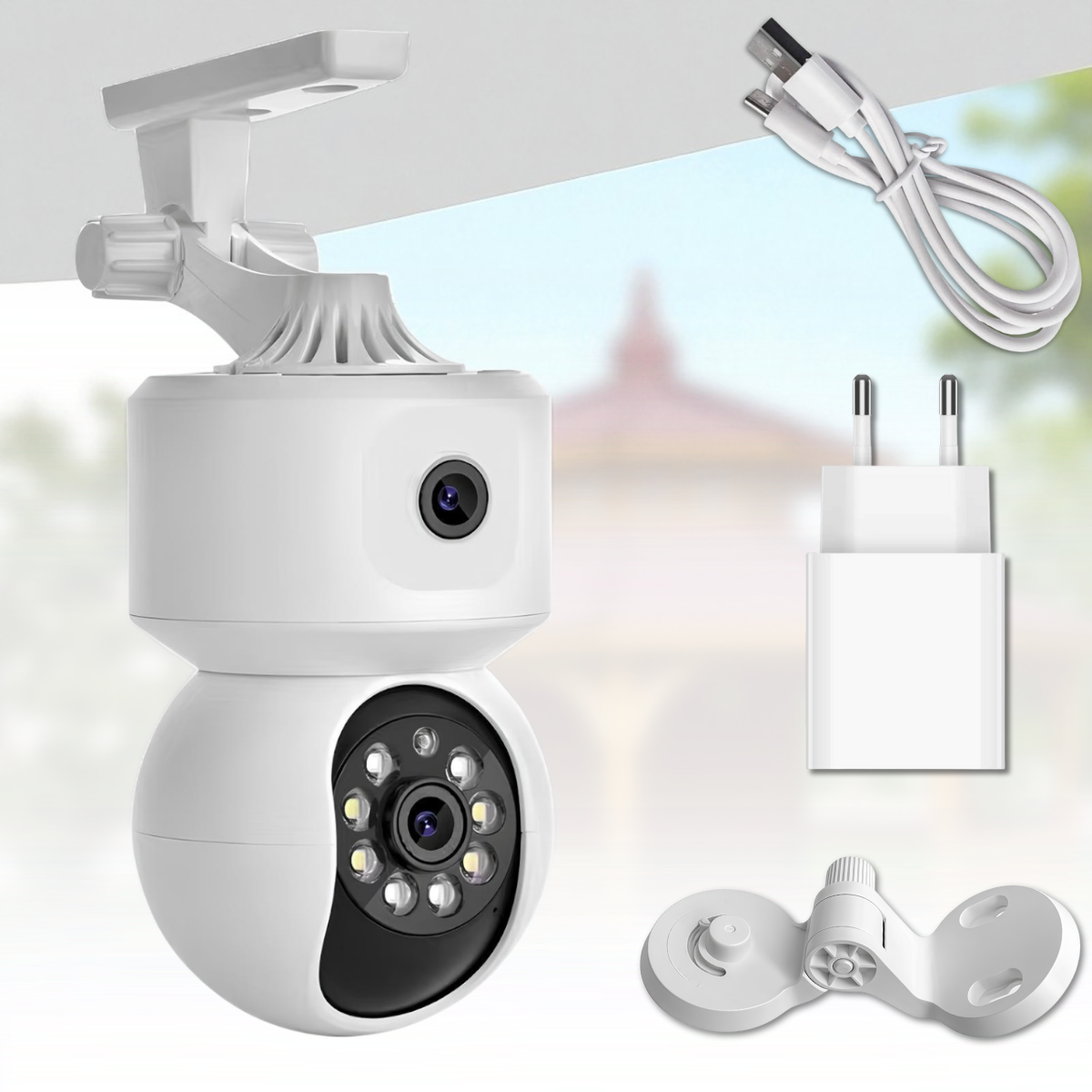 Камера спостереження 2 в 1 з поворотною та стаціонарною камерою WiFi IP 3,6 Мп JT-8292QJ, фото 1