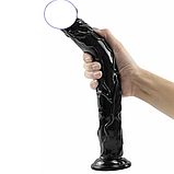 Чорний фалоімітатор на присосці 34 см, довгий фалос гнучкий член штучний, Реалістичний Ділдо великий, Інтимні, фото 5