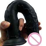 Чорний фалоімітатор на присосці 34 см, довгий фалос гнучкий член штучний, Реалістичний Ділдо великий, Інтимні, фото 9