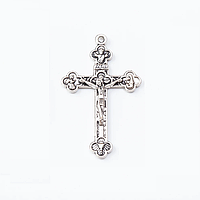 Підвіска металева Finding Кулон хрестик розп'яття з написами Античне срібло 45 мм x 27 мм