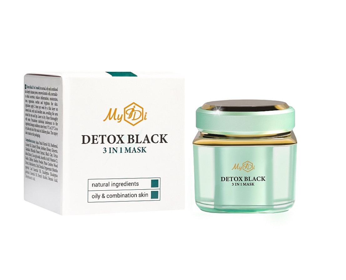 Професійна глиняна чорна детокс-маска 3в1, фото 1