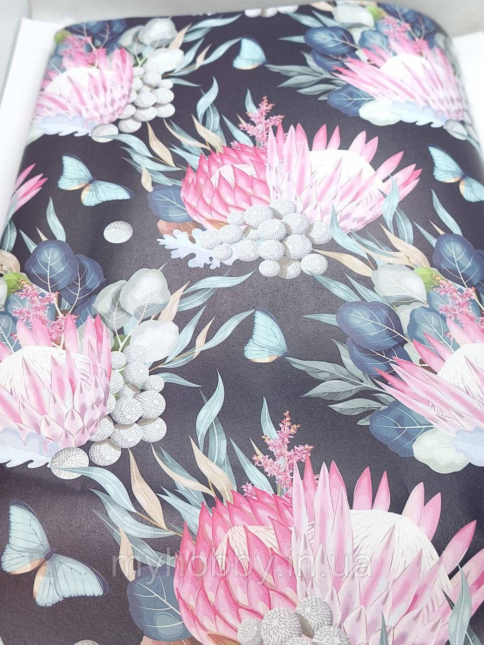 Подарунковий Папір  70*100см Квіточки-1шт, фото 1