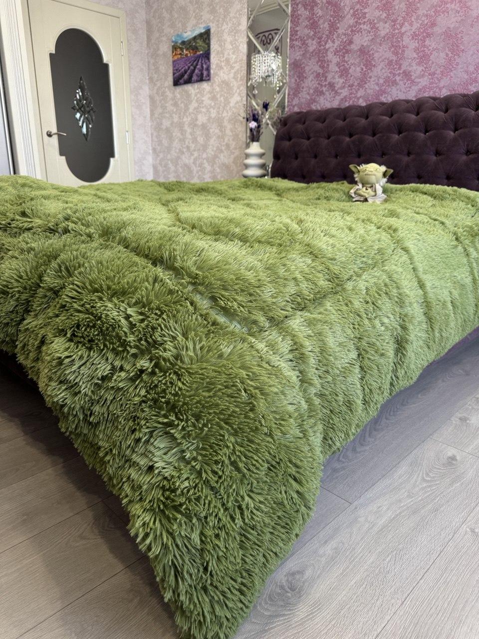Хутряне покривало-ковдра "Ведмедик" 200*220 Травка з холофайбером, фото 1