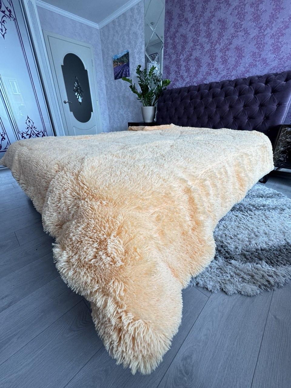 Хутряне покривало-ковдра з наповнювачем із холлофайбера "Ведмедик" розміром 200*220, фото 1