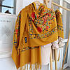 Кашеміровий шарф "Ваза квітів" гірчичний 135011, фото 2