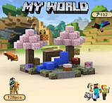 Конструктор магнітний Minecraft Magnetic Cube «Вечірка з сакурами» 128шт, фото 3