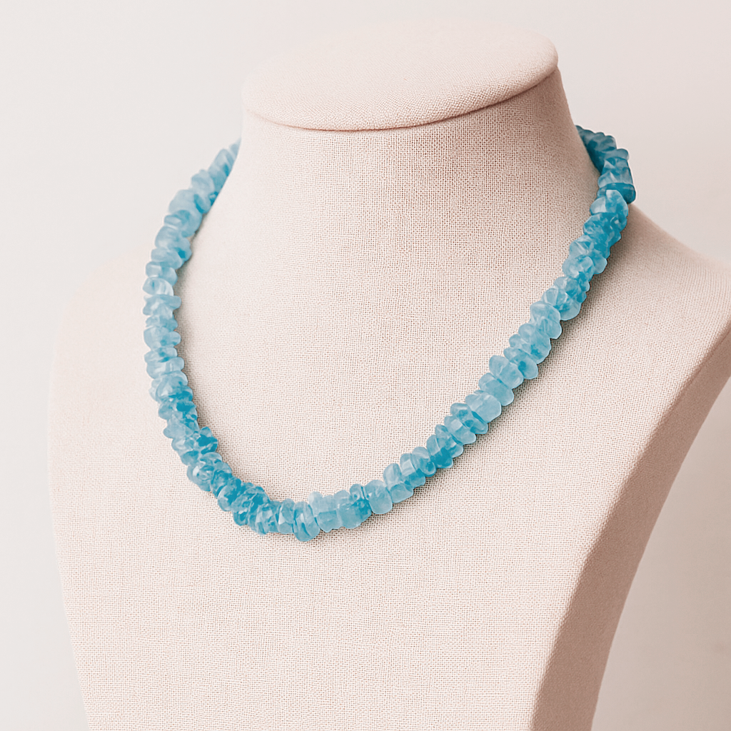 Аквамарин поліровані сколи намисто, 0562ОА, фото 1