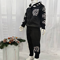 Дитячий чорний теплий в'язаний костюм Chrome Hearts зі штанами