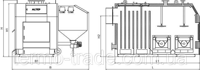 Габаритные размеры котла КТ-3E-SH 500 кВт