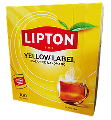 Чай Lipton Yellow Label 100 пакетиків чорний без добавок і ароматизаторів