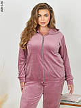 3610-58 Спортивний костюм жіночий на блискавці велюр батал (3 од: 54,56,58), фото 4