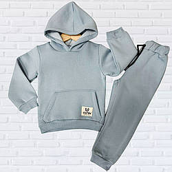 Теплий дитячий костюм на флісі та з капюшоном для хлопчика Розміри: 2,3,4,5 років (38241)