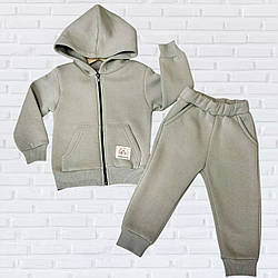 Дитячий теплий костюм з кофтою на блискавці та флісом для хлопчика Розміри: 2,3,4,5 років (38242)