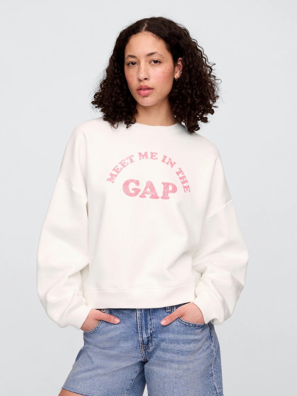 Світшот жіночий на флісі GAP з логотипом 1159846334 (Білий XXL), фото 1