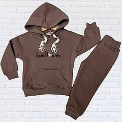 Дитячий костюм трьох нитка із флісом для дівчинки "Туреччина" Розміри: 2,3,4,5 років (38243)