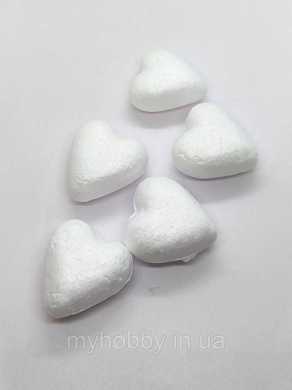 Сердечко пінопластове для декору 4см -5шт, фото 1