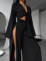 Жіночий костюм блуза та штани з розрізами, фото 2